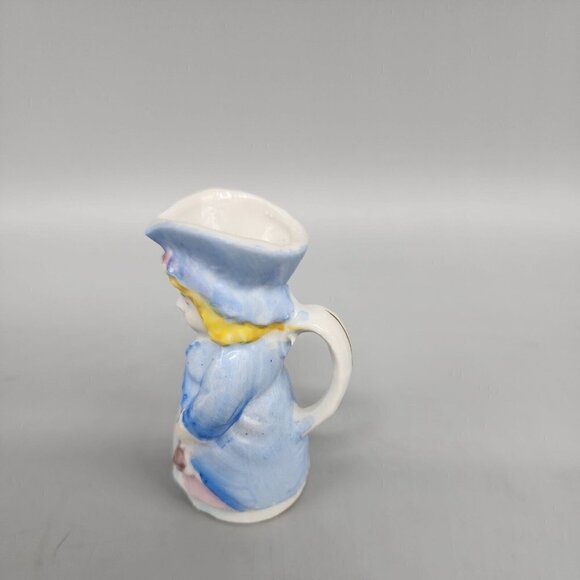 VINTAGE 1920's-30's TRICO NAGOYA JAPAN HAND PAINTED LADY HANDLE VASE 3" TALL - Picture 3 of 6